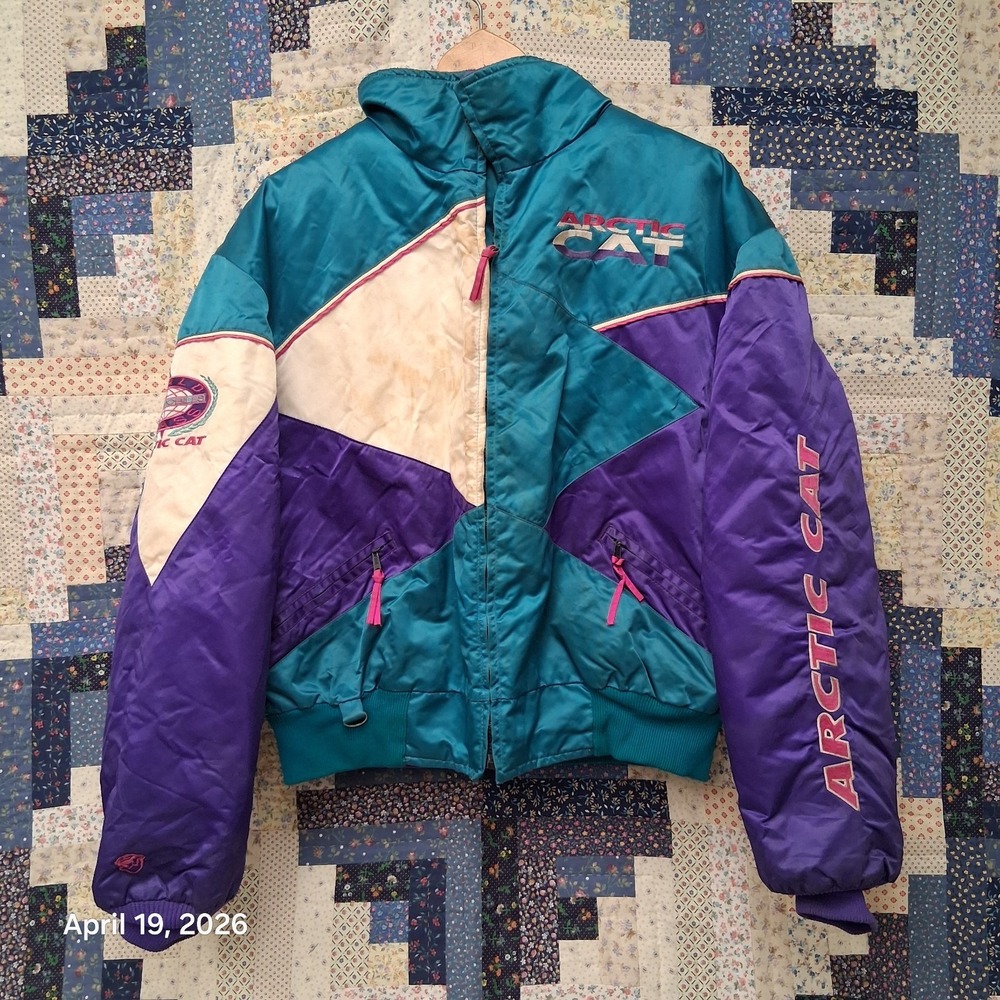 Vintage Womens Arctic Cat Sno Pro 3 in 1 Satin Snowmobile Jacket Size Large